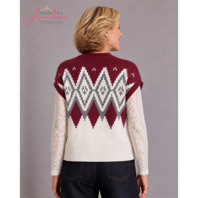 Micha spencer diamantmotief Wine-ecru-grijs Micha spencer diamantmotief Wine-ecru-grijs